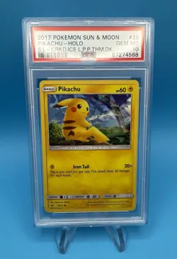 2017 Pokemon Shining Legends #28 Pikachu Cracked Ice Holo LPP Theme Deck PSA 10 - Image 1