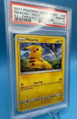 2017 Pokemon Shining Legends #28 Pikachu Cracked Ice Holo LPP Theme Deck PSA 10 - Image 3