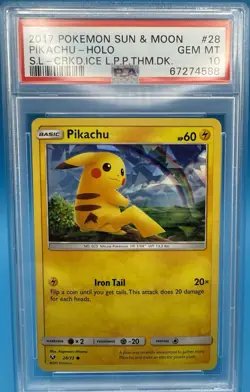 2017 Pokemon Shining Legends #28 Pikachu Cracked Ice Holo LPP Theme Deck PSA 10 - Image 5
