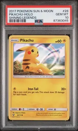 PSA 10 Pikachu Holo Shining Legends 2017 Pokemon S&M #28 - Image 1