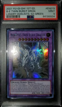Yugioh 2021 Blue-Eyes Twin Burst Dragon 1st Ed. LDS2-EN019 PSA 9 - Image 1
