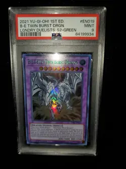 Yugioh 2021 Blue-Eyes Twin Burst Dragon 1st Ed. LDS2-EN019 PSA 9 - Image 3