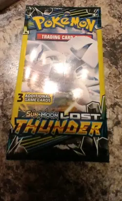Pokemon Sun & Moon Lost Thunder 3 Card Booster Pack New/Sealed (Lugia Art) - Image 1