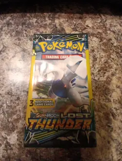 Pokemon Sun & Moon Lost Thunder 3 Card Booster Pack New/Sealed (Lugia Art) - Image 2