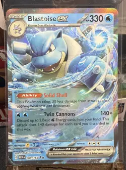 JUMBO Blastoise ex Card Blooming Waters Pokemon 151 009/165 Holo Near Mint NM - Image 1