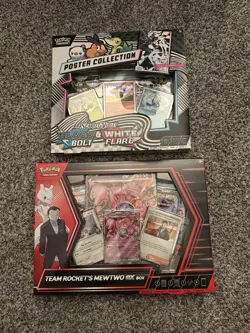 Pokemon Team Rocket’s Mewtwo Ex Box and Black Bolt/White Flare Poster Collection - Image 1