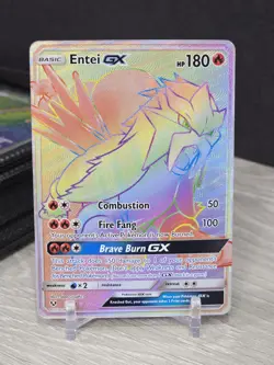 Pokemon Card TCG Entei GX 74/73 Shining Legends 2017 Holo Rainbow Secret Rare NM - Image 3