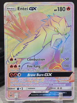 Pokemon Card TCG Entei GX 74/73 Shining Legends 2017 Holo Rainbow Secret Rare NM - Image 5