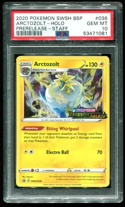 PSA 10 Arctozolt Staff Prerelease Darkness Ablaze 2020 Pokemon Card #036 - Image 1