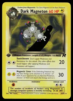 Pokemon Card - Dark Magneton 1st Edition Team Rocket 28/82 Rare - Image 1