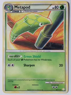 Metapod 46/123 NM HeartGold SoulSilver Pokemon Card Tomokazu Komiya - Image 1