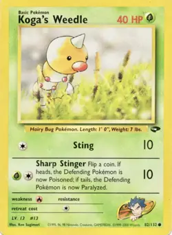 Pokemon Card - Koga's Weedle Gym Challenge 82/132 Common LP - Image 1