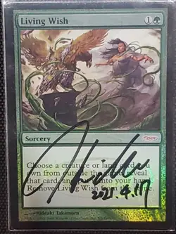 MTG FOIL LIVING WISH SIGNED BY ARTIST DCI JUDGE PROMO - Image 1