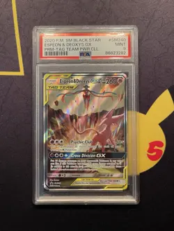 Pokemon Espeon & Deoxys GX Tag Team Powers Coll. Full Art Promo SM240 PSA 9 Mint - Image 1