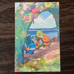 Pokemon Hoenn Starters Treecko Torchic Mudkip Art Card 2021 Promo - Image 1