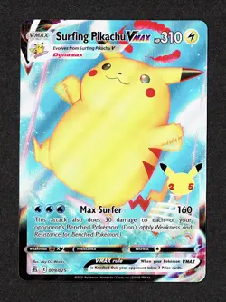 2021 Pokemon Celebrations Surfing Pikachu Vmax Full Art Holo #009/025 – NM - Image 1