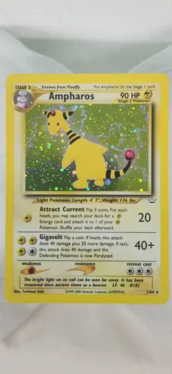 Ampharos 01/64 Neo Revelation Holo Rare Unlimited 90 HP English Pokemon Card - Image 1