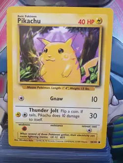 Pikachu 58/102 Yellow Cheeks Base Set Pokemon Card WOTC 1999 - Image 1