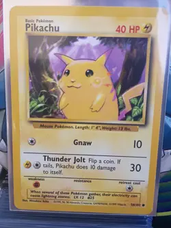 Pikachu 58/102 Yellow Cheeks Base Set Pokemon Card WOTC 1999 - Image 3