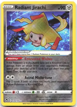 Radiant Jirachi 120/195 Radiant Rare Silver Tempest Pokemon Near Mint - Image 1