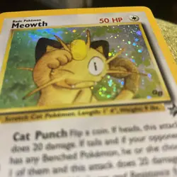 Pokemon TCG *SWIRL* Meowth 10/53 Wotc Promo Holo (English) - MP - Image 2