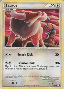 Tauros 41/95 Uncommon HGSS Unleashed Pokemon Moderately Played - Image 1