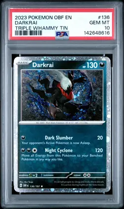 2023 POKEMON OBF EN-OBSIDIAN FLAMES TRIPLE WHAMMY TIN #136 DARKRAI PSA 10 - Image 1