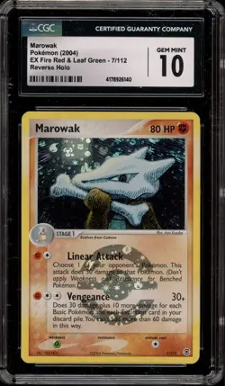 Pokemon Marowak EX Fire Red & Leaf Green Reverse Holo Rare #7 CGC 10 Gem Mint - Image 1