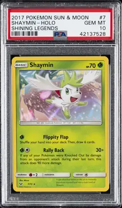 2017 POKEMON SUN & MOON SHINING LEGENDS #7 SHAYMIN-HOLO PSA 10 - Image 1