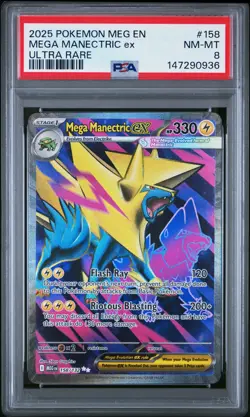 147290936 Mega Manectric ex 2025 Pokemon Evolution #158 Ultra Rare PSA 8 - Image 1