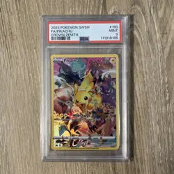 Pikachu 160/159 Full Art Secret Rare Card Crown Zenith PSA 9 - Image 1
