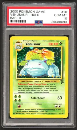 Pokemon Cards - PSA 10 Venusaur 18/130 - Base Set 2 Holo - GEM MT SWIRL - Image 1