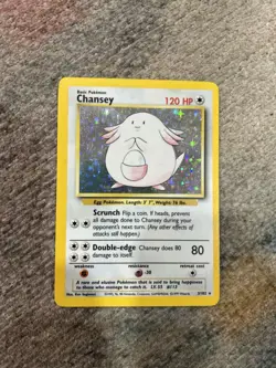 Pokemon TCG Chansey Base Set Holo Rare Card Unlimited 3/102 1999 - Image 1