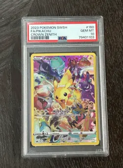 Pokemon Pikachu TCG Crown Zenith Holo Full Art Secret Rare Card PSA 10, 160/159 - Image 1