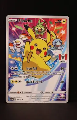 Pokemon Pikachu 016/S-P KFC Stamped Promo Indonesian Holo NM [US Seller] - Image 1
