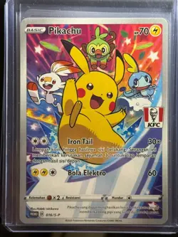 Pokemon Pikachu 016/S-P KFC Stamped Promo Indonesian Holo NM [US Seller] - Image 3