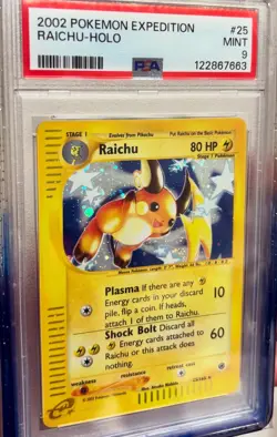 2002 Pokemon Raichu Expedition Holo⚡#25 PSA 9 + HOLO 🩸 & SWIRL 🌀/🫐Guard! - Image 3
