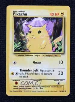 Pikachu Pokemon Base Set #58 1999 - Image 1