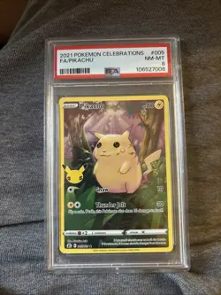 Pikachu Celebrations Full Art Holo Pokemon Card PSA 8 NM-MT 005/025 - Image 1