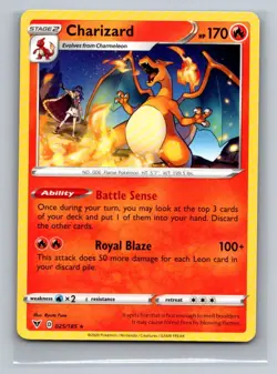 Charizard Normal Rare SWSH04: Vivid Voltage SWSH04 Fire 025/185 Pokemon Card TCG - Image 1