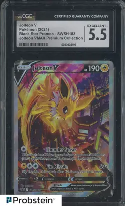 2021 Pokemon Black Star Promos #SWSH183 Jolteon V Premium Coll CGC 5.5 - Image 1