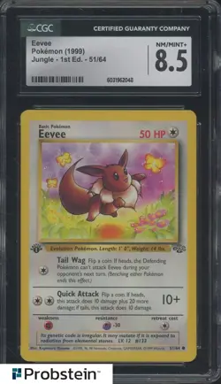 1999 Pokemon Jungle 1st Edition #51/64 Eevee CGC 8.5 NM-MT+ - Image 1