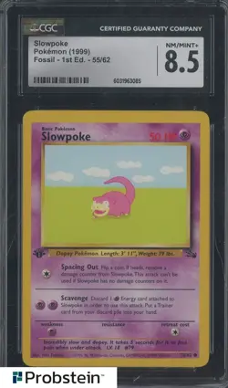 1999 Pokemon Fossil 1st Editon #55/62 Slowpoke CGC 8.5 - Image 1