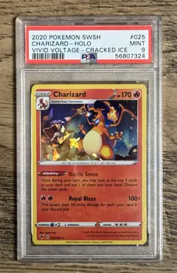 2020 POKEMON SWORD & SHIELD VIVID VOLTAGE CRACKED ICE #025 CHARIZARD-HOLO PSA 9 - Image 1