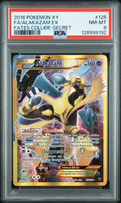 PSA 8 Alakazam EX Secret 125/124 Fates Collide 2016 Pokemon - Image 1