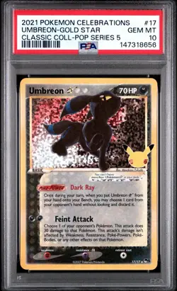 2021 POKEMON CELEBRATIONS CLASSIC COLLECTION #17 UMBREON-GOLD STAR PSA 10 - Image 1