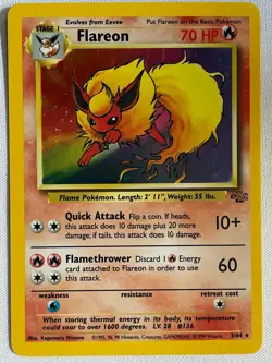Flareon 3/64 Holo Rare Jungle Pokemon Unlimited Holo Moderately Played - Image 1