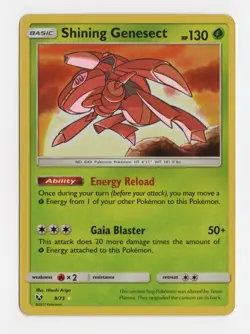 Pokemon Shining Genesect 9/73 Shining Legends Shiny Holo Rare 2017 Sun & Moon NM - Image 1