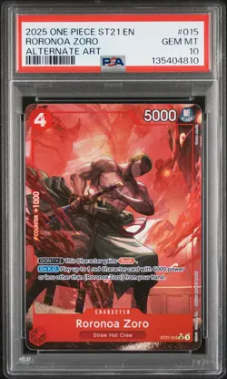 PSA 10 – 2025 ONE PIECE STARTER DECK ST21-EX GEAR 5 015 RORONOA ZORO ALT ART(EN) - Image 1
