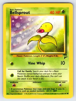 Bellsprout 66/130 Base Set 2 Pokemon Card TCG Vintage WOTC Nintendo Common - VLP - Image 1